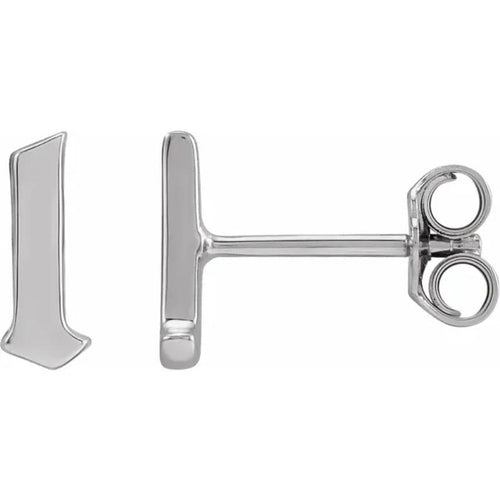 White Gold Gothic Initial Earring