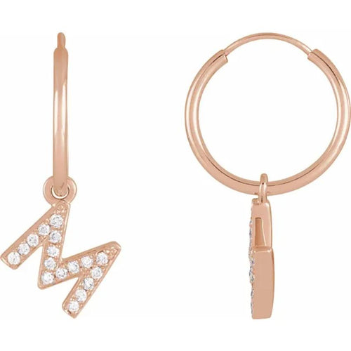 Rose Gold Diaomond Hoop Earring