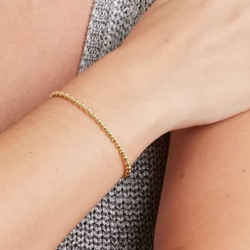 14K Gold Polished Beaded Chain Bracelet