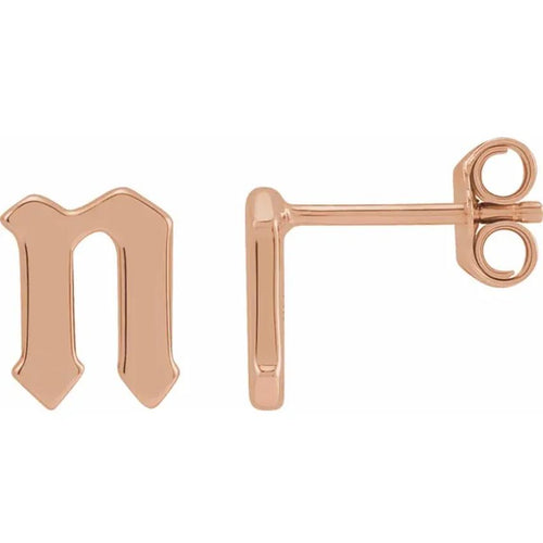 Rose Gold Gothic Initial Earring
