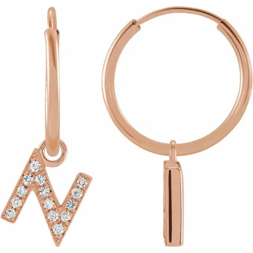 Rose Gold Diaomond Hoop Earring
