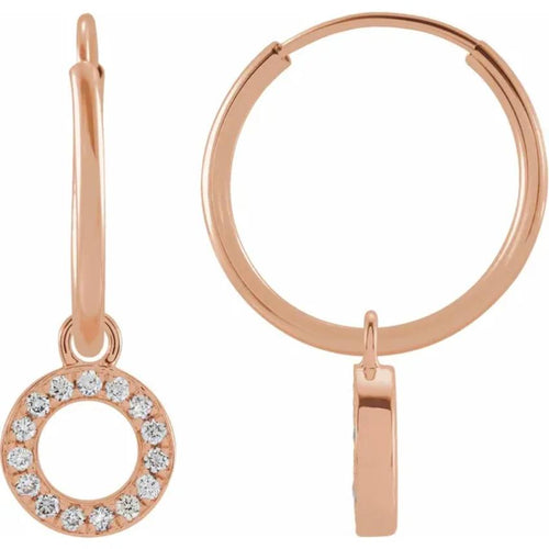 Rose Gold Diaomond Hoop Earring