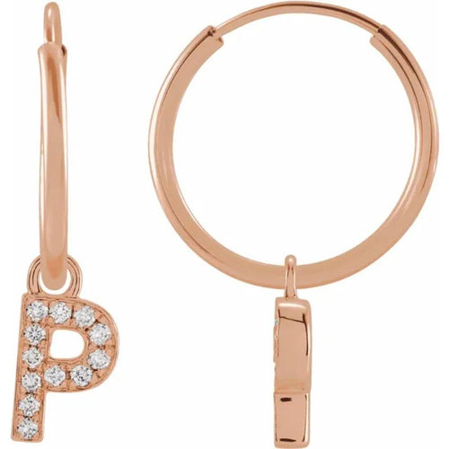 Rose Gold Diaomond Hoop Earring