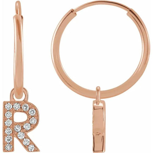 Rose Gold Diaomond Hoop Earring