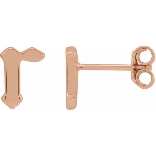 Rose Gold Gothic Initial Earring