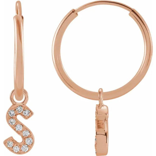 Rose Gold Diaomond Hoop Earring