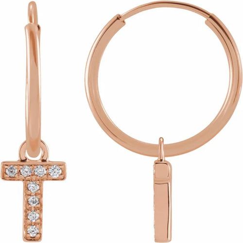 Rose Gold Diaomond Hoop Earring
