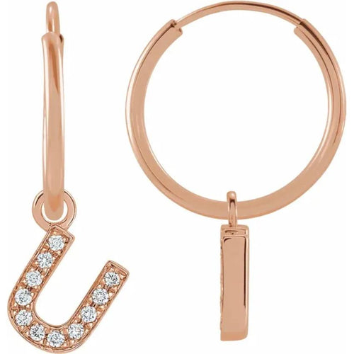 Rose Gold Diaomond Hoop Earring