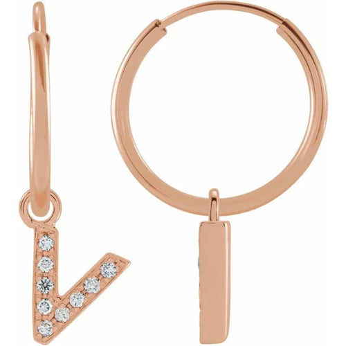 Rose Gold Diaomond Hoop Earring