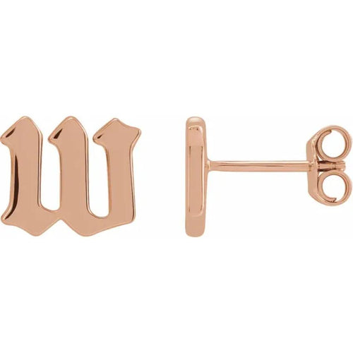Rose Gold Gothic Initial Earring