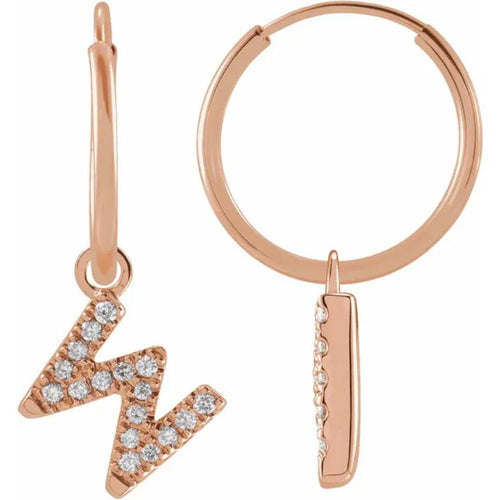 Rose Gold Diaomond Hoop Earring