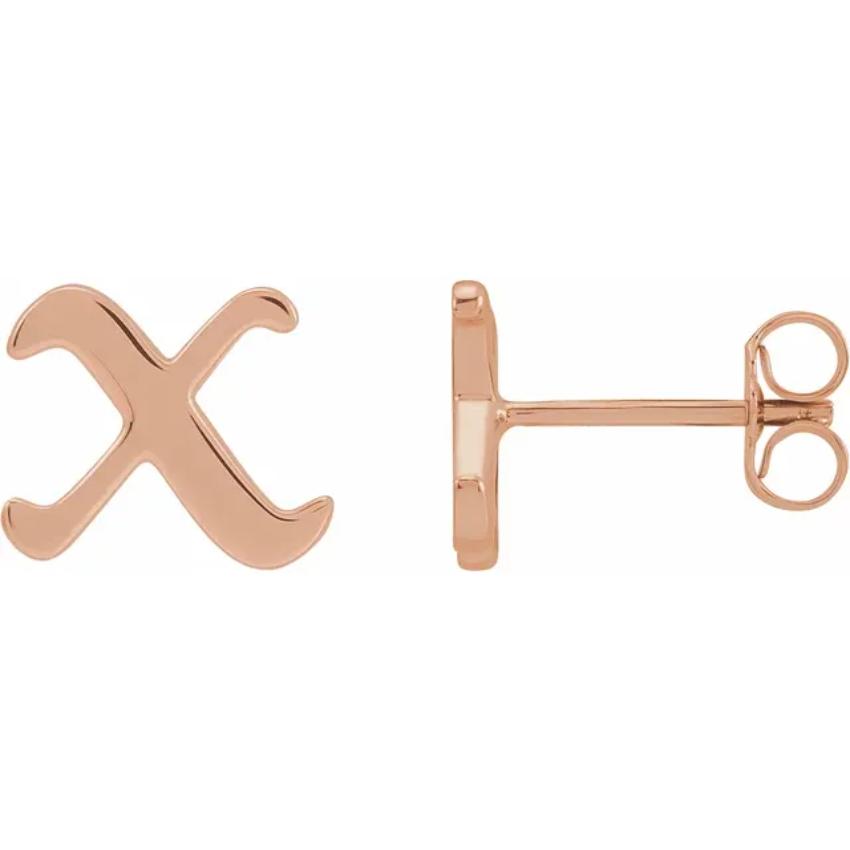 Rose Gold Gothic Initial Earring