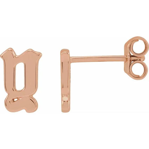 Rose Gold Gothic Initial Earring