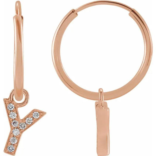 Rose Gold Diaomond Hoop Earring
