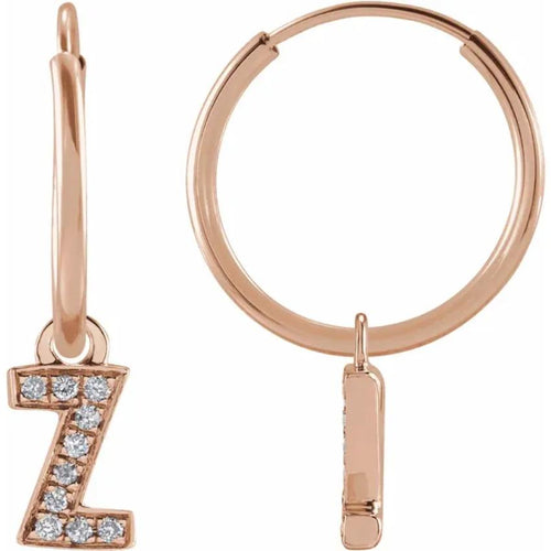Rose Gold Diaomond Hoop Earring